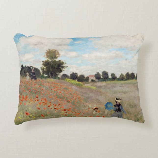 Coussins Décoratifs Claude Monet - Champ de pavot (Devant)