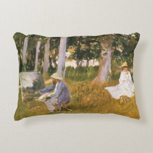 Coussins Décoratifs Claude Monet peignant, Bordure d'un bois par Sarge