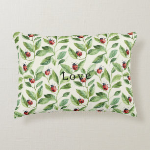 Coussins Décoratifs Coccinelles sur jardin de feuilles vertes