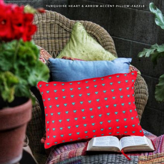 Coussins Décoratifs Coeur et flèche turquoise (Créateur téléchargé)