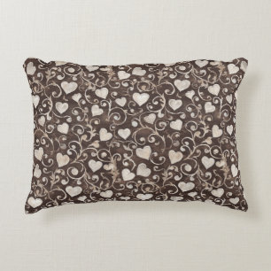 Coussins Décoratifs Cœurs Crème Marron