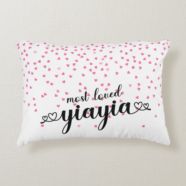 Coussins Décoratifs Coeurs les plus aimés YiaYia (Devant)