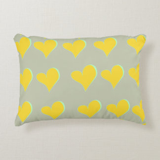 Coussins Décoratifs Coeurs vert jaune
