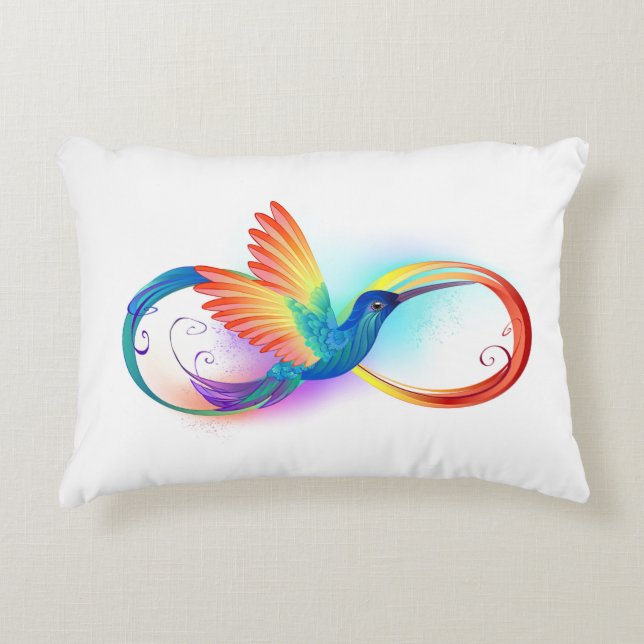 Coussins Décoratifs Colibri arc-en-ciel avec symbole Infinity (Devant)