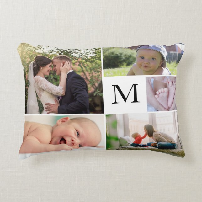 Coussins Décoratifs Collage de famille de photographie de monogramme (Devant)