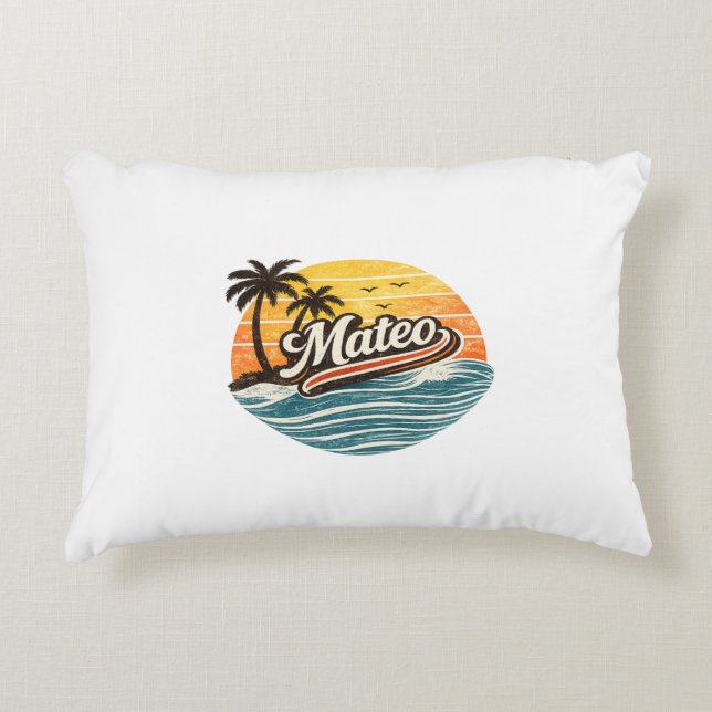 Coussins Décoratifs Conception de nom Mateo Retro Sunset (Devant)