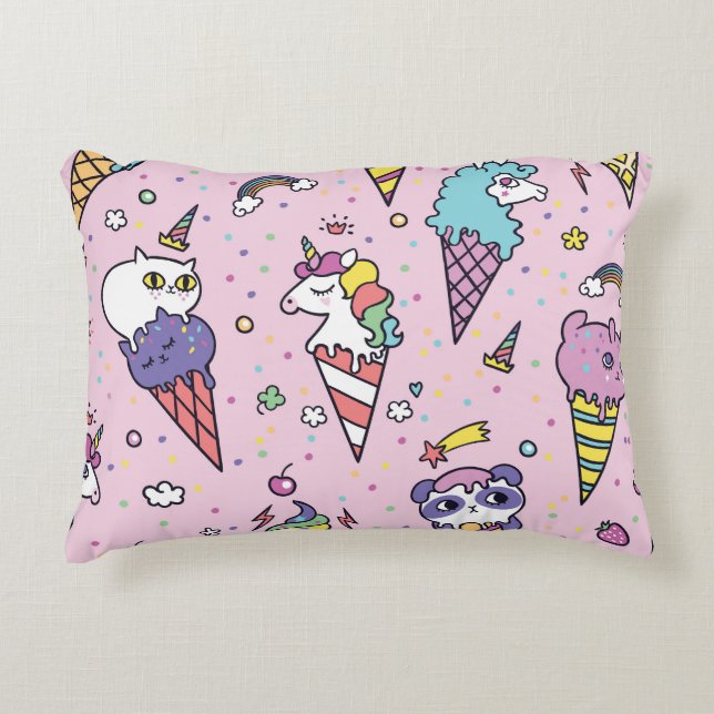 Coussins Décoratifs Cônes de crème glacée mignonne (Devant)