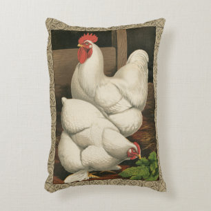 Coussins Décoratifs Coqs et poule en dehors de Chambre de poule avec