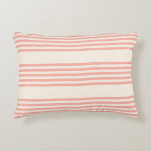 Coussins Décoratifs Corail et beige cinq rayures motif