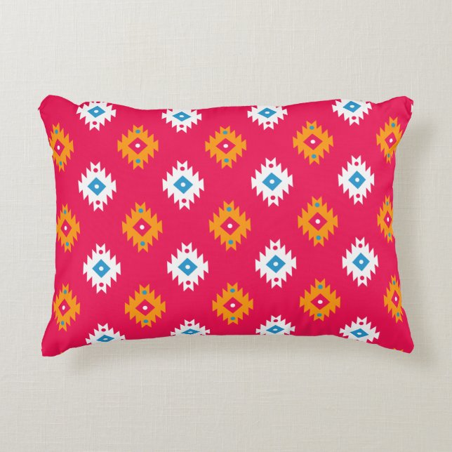 Coussins Décoratifs Corail ethnique néon Lignes tribus géométriques (Devant)
