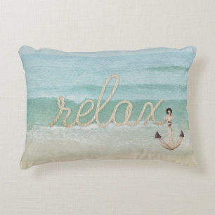 Coussins Décoratifs corde nautique relâcher le texte sur aquarelle d'o