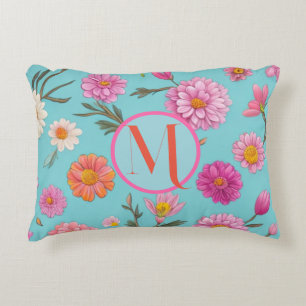 Coussins Décoratifs Cottage noyau floral blanc marguerites fleurs rose