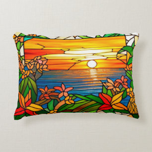 Coussins Décoratifs Coucher de soleil tropical sur l'horizon de l'océa