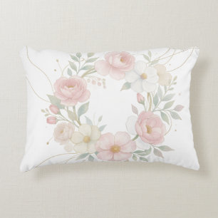 Coussins Décoratifs Couronne florale élégante pastel rose, design bota
