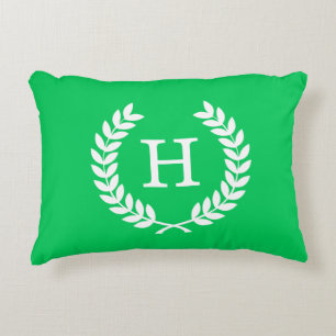 Coussins Décoratifs Couronne initiale de monogramme de laurier de blé 