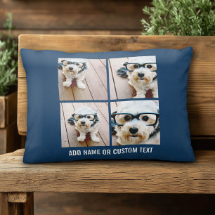 Coussins Décoratifs Créez votre propre Instagram Collage Navy 4 Photos