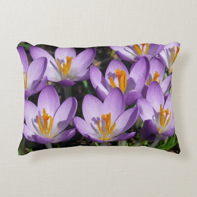 Coussins Décoratifs Crocus violets ensoleillés (Devant)