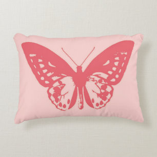 Coussins Décoratifs Croquis papillon, corail et rose clair