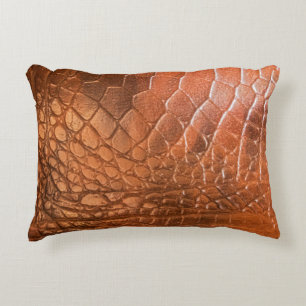 Coussins Décoratifs Cuir Brown avec un motif sous forme d'écailles