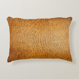 Coussins Décoratifs Cuir Brown : fermeture texturée détaillée