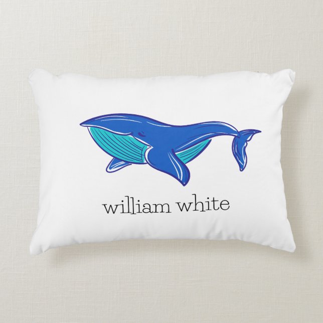 Coussins Décoratifs Cute Blue Whale personnalisée (Devant)