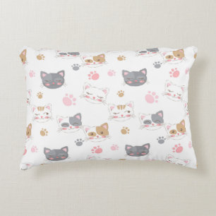 Coussins Décoratifs Cute chat face chats souriants motif