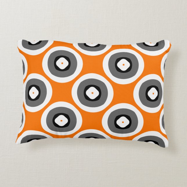 Coussins Décoratifs Cute gaie orange noir blanc (Dos)