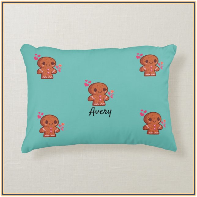 Coussins Décoratifs Cute Gingerbread Homme Coeur et fleurs (Créateur téléchargé)