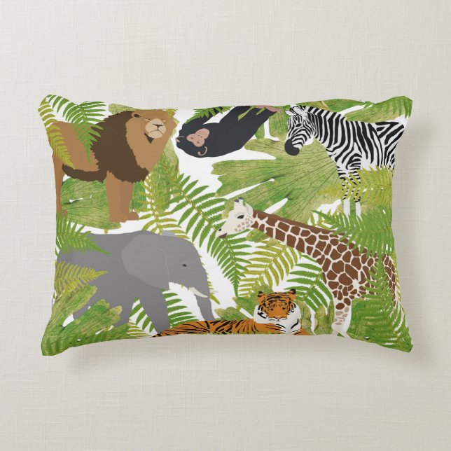 Coussins Décoratifs Cute Jungle Animaux Safari Garçon | Fille (Devant)