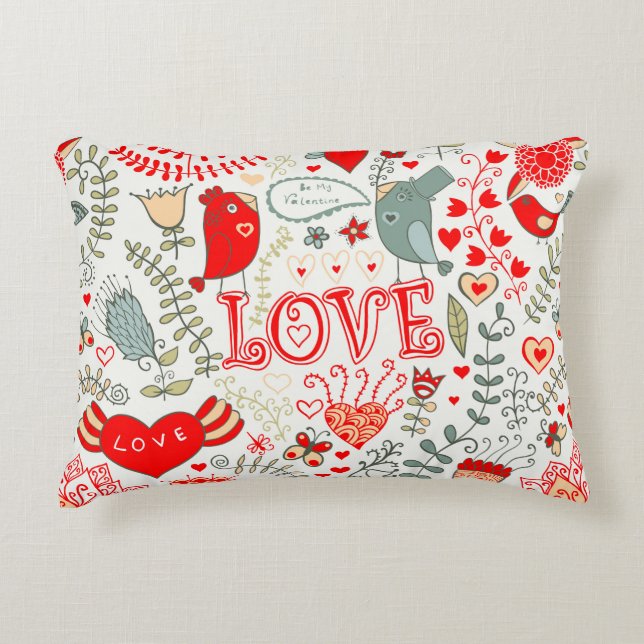 Coussins Décoratifs Cute Retro Floral Valentines Design (Devant)