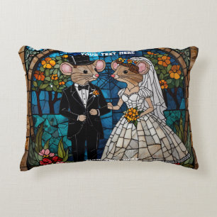 Coussins Décoratifs Cute Souris Mariage Couple Mosaïque Vitrail