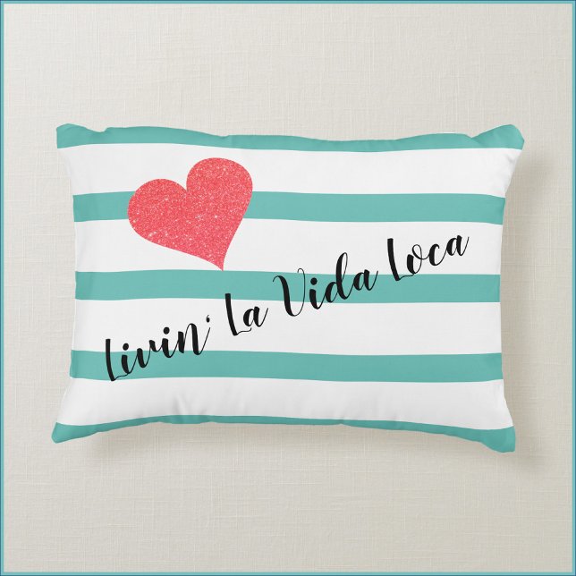 Coussins Décoratifs Cute Striped Livin' La Vida Loca Coeur (Créateur téléchargé)