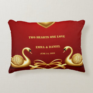 Coussins Décoratifs Cygne de mariage couple décor rouge or 💍