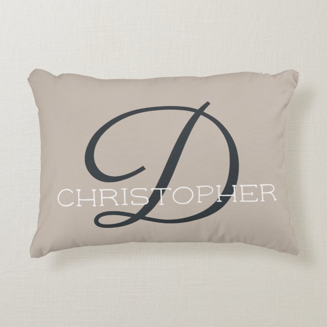Coussins Décoratifs D Nom personnalisé initial Taupe Tan Neutral (Devant)
