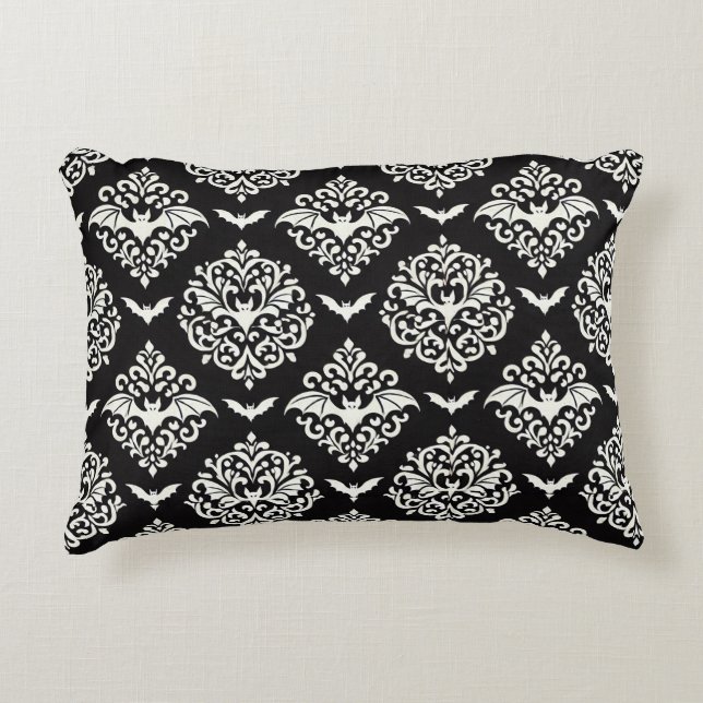 Coussins Décoratifs Damas de chaume noir et blanc (Devant)