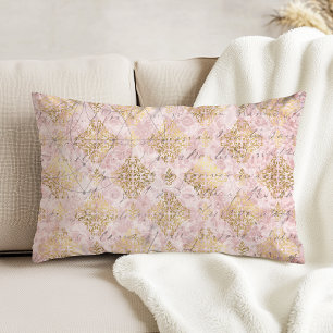 Coussins Décoratifs Damask en or rose écriture vintage éphémère