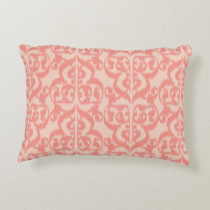 Coussins Décoratifs Damassé maure d'Ikat - pêche et rose de corail