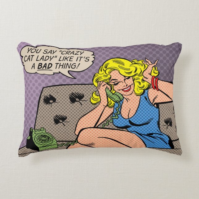 Coussins Décoratifs "Dame de chat fou" Lance d'oreiller (Devant)