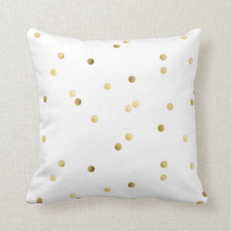 Coussins décoratifs de point de polka d'or blanc