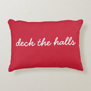 Coussins Décoratifs Deck Les Halls Noël Vacances Simple Script Rouge