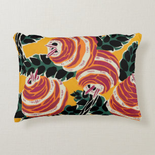 Coussins Décoratifs Décor floral Art déco jaune moutarde et orange