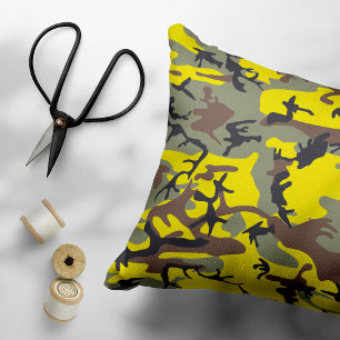 Coussins Décoratifs Déguisement Jaune et Marron Camouflage, Militaire,