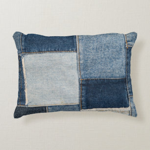 Coussins Décoratifs Denim Patchwork : Motif textile Vintage