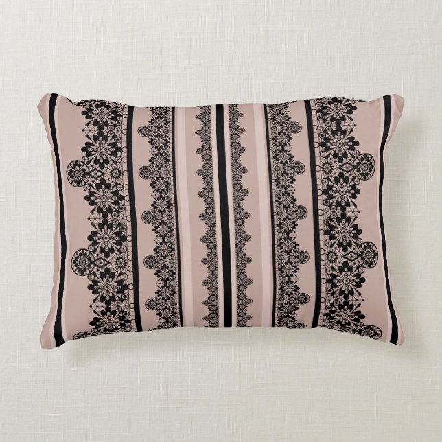 Coussins Décoratifs Dentelle noire, ajourée, arrière - plan marron, be (Devant)