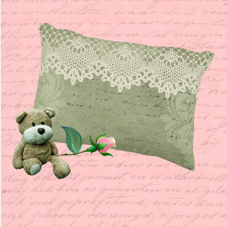 Coussins Décoratifs Dentelle vintage Faded Green Damask