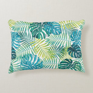 Coussins Décoratifs Design de feuilles tropicales avec palme vert/bleu