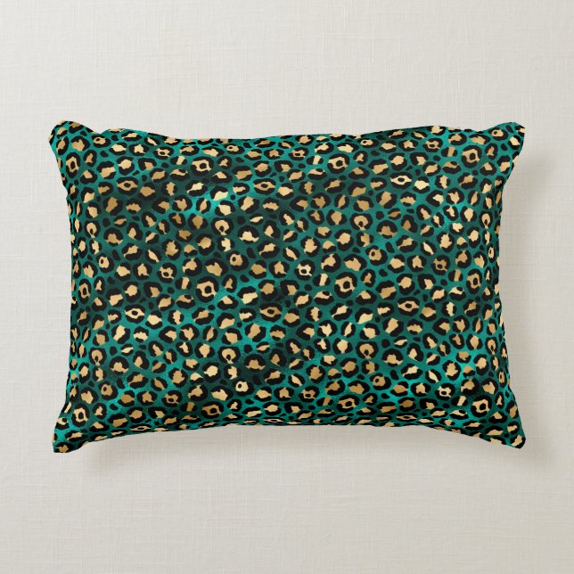 Coussins Décoratifs Design turquoise et Gold Leopard Series 3 (Devant)
