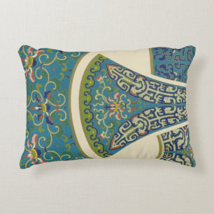 Coussins Décoratifs Designs orientaux bleus avec facettes souriantes
