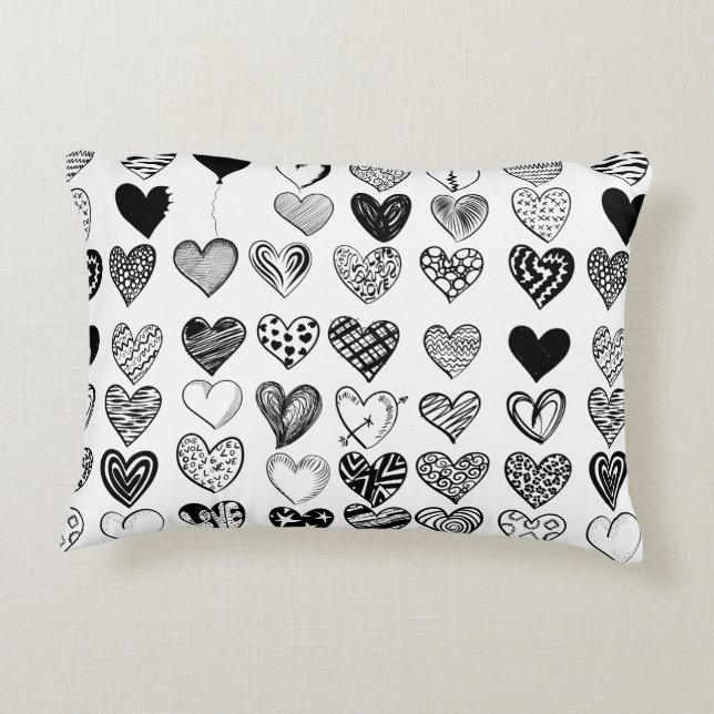 Coussins Décoratifs Dessin adorable de Black Heart Scribble (Dos)