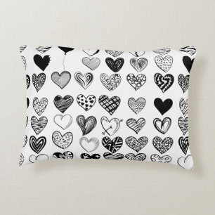 Coussins Décoratifs Dessin adorable du coeur noir